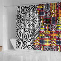 Niue Hiapo and Maori Decoration Tattoos Shower Curtain - Polynesian Pride