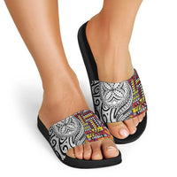 Niue Hiapo and Maori Decoration Tattoos Slide Sandals - Polynesian Pride