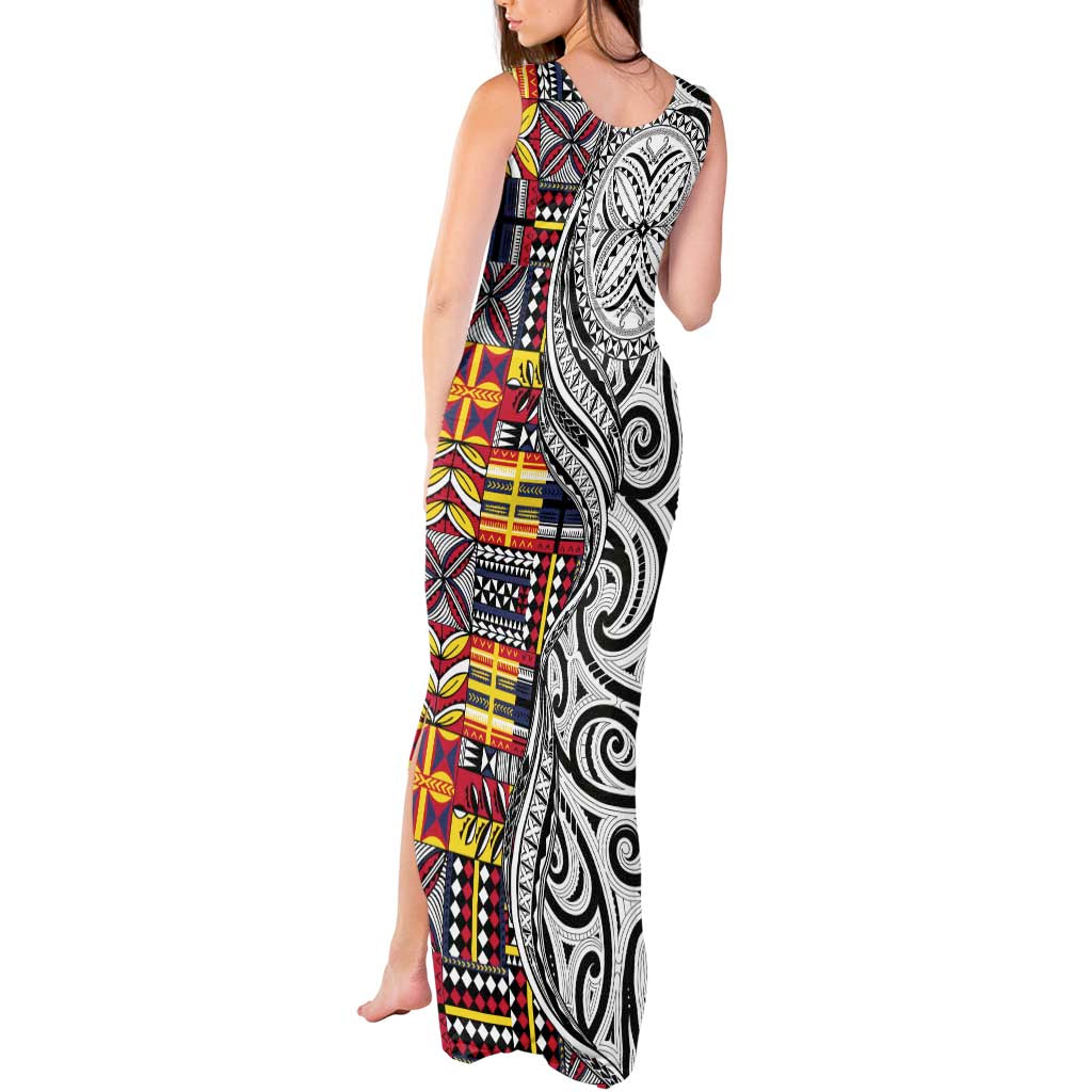 Niue Hiapo and Maori Decoration Tattoos Tank Maxi Dress - Polynesian Pride