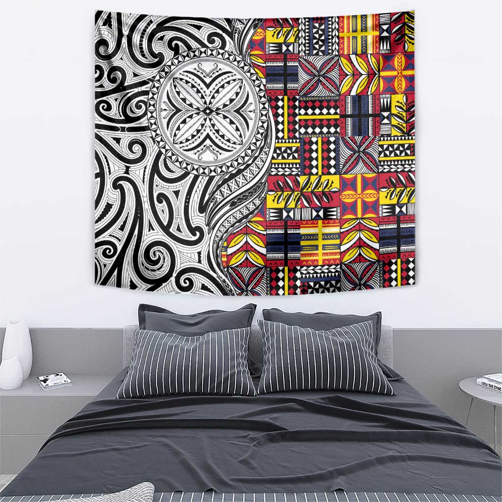 Niue Hiapo and Maori Decoration Tattoos Tapestry - Polynesian Pride