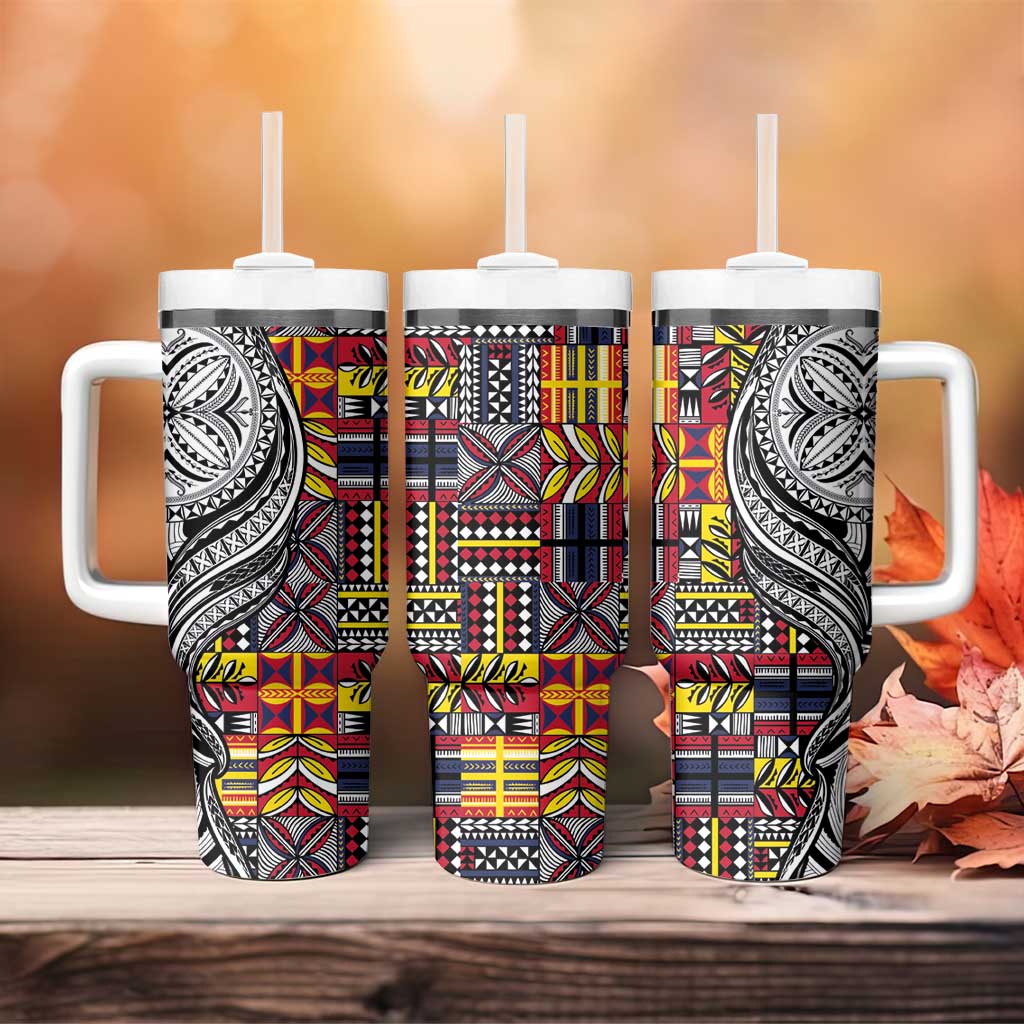 Niue Hiapo and Maori Decoration Tattoos Tumbler With Handle - Polynesian Pride