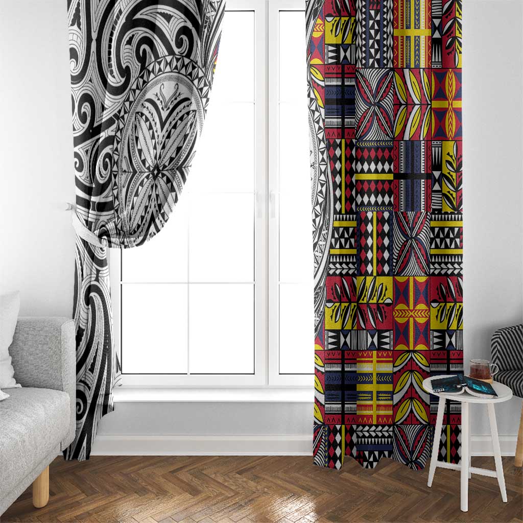 Niue Hiapo and Maori Decoration Tattoos Window Curtain - Polynesian Pride