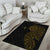 Niue Polynesian Hiapo Tattoo Art Area Rug Half Style Black Gold Color - Polynesian Pride