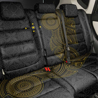 Niue Polynesian Hiapo Tattoo Art Back Car Seat Cover Half Style Black Gold Color - Polynesian Pride
