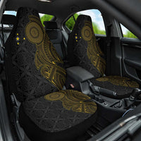 Niue Polynesian Hiapo Tattoo Art Car Seat Cover Half Style Black Gold Color - Polynesian Pride