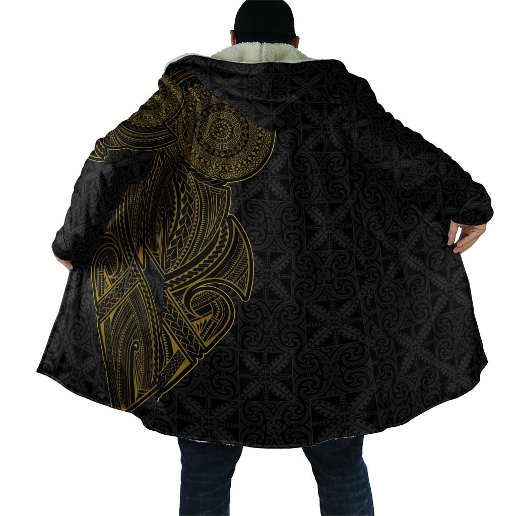 Niue Polynesian Hiapo Tattoo Art Cloak Half Style Black Gold Color - Polynesian Pride