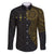 Niue Polynesian Hiapo Tattoo Art Family Matching Puletasi and Hawaiian Shirt Half Style Black Gold Color - Polynesian Pride