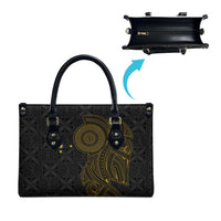 Niue Polynesian Hiapo Tattoo Art Leather Bag Half Style Black Gold Color - Polynesian Pride