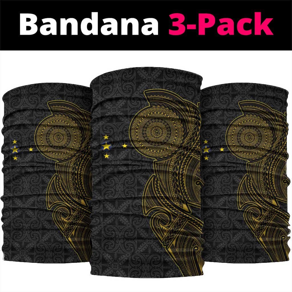 Niue Polynesian Hiapo Tattoo Art Neck Gaiter Half Style Black Gold Color - Polynesian Pride