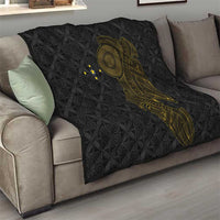 Niue Polynesian Hiapo Tattoo Art Quilt Half Style Black Gold Color - Polynesian Pride