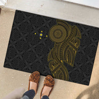 Niue Polynesian Hiapo Tattoo Art Rubber Doormat Half Style Black Gold Color - Polynesian Pride