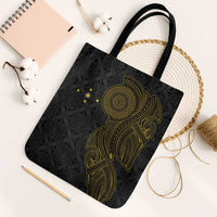 Niue Polynesian Hiapo Tattoo Art Tote Bag Half Style Black Gold Color - Polynesian Pride