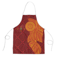 Niue Polynesian Hiapo Tattoo Art Apron Half Style Red Yellow Color - Polynesian Pride