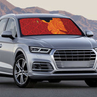 Niue Polynesian Hiapo Tattoo Art Auto Sun Shade Half Style Red Yellow Color - Polynesian Pride