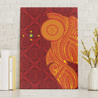 Niue Polynesian Hiapo Tattoo Art Canvas Wall Art Half Style Red Yellow Color - Polynesian Pride