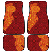 Niue Polynesian Hiapo Tattoo Art Car Mats Half Style Red Yellow Color - Polynesian Pride