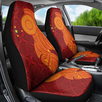 Niue Polynesian Hiapo Tattoo Art Car Seat Cover Half Style Red Yellow Color - Polynesian Pride