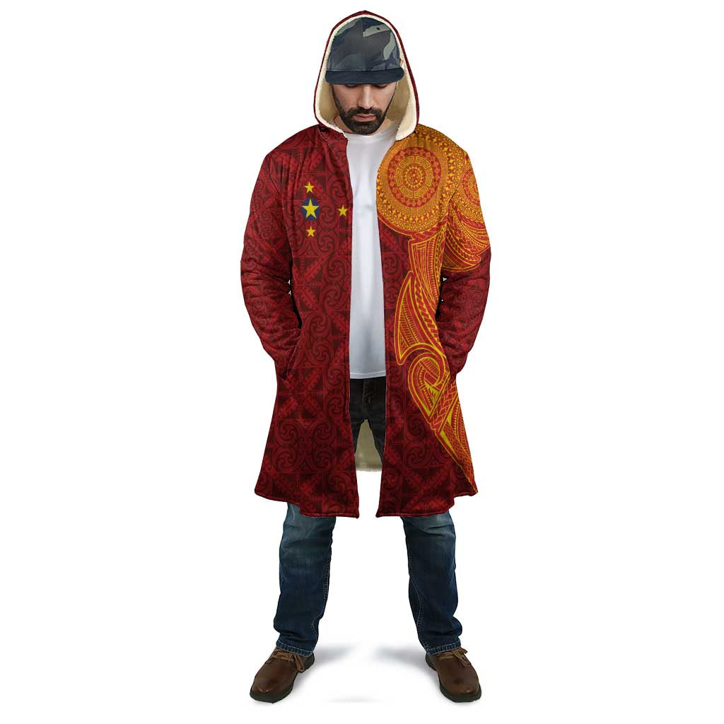 Niue Polynesian Hiapo Tattoo Art Cloak Half Style Red Yellow Color - Polynesian Pride