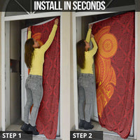 Niue Polynesian Hiapo Tattoo Art Door Cover Half Style Red Yellow Color - Polynesian Pride