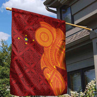 Niue Polynesian Hiapo Tattoo Art Garden Flag Half Style Red Yellow Color - Polynesian Pride