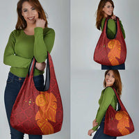 Niue Polynesian Hiapo Tattoo Art Grocery Bag Half Style Red Yellow Color - Polynesian Pride