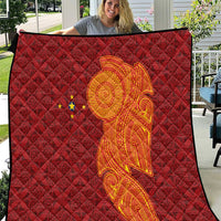 Niue Polynesian Hiapo Tattoo Art Quilt Half Style Red Yellow Color - Polynesian Pride