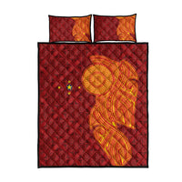 Niue Polynesian Hiapo Tattoo Art Quilt Bed Set Half Style Red Yellow Color - Polynesian Pride