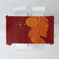 Niue Polynesian Hiapo Tattoo Art Tablecloth Half Style Red Yellow Color - Polynesian Pride