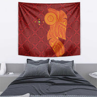 Niue Polynesian Hiapo Tattoo Art Tapestry Half Style Red Yellow Color - Polynesian Pride