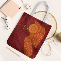 Niue Polynesian Hiapo Tattoo Art Tote Bag Half Style Red Yellow Color - Polynesian Pride