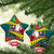 New Caledonia Christmas Ceramic Ornament Santa Claus and Kanak Flag Mix Poinsettia Maori Pattern LT03 Star Green - Polynesian Pride