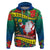 New Caledonia Christmas Hoodie Santa Claus and Kanak Flag Mix Poinsettia Maori Pattern LT03 Green - Polynesian Pride