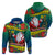 New Caledonia Christmas Hoodie Santa Claus and Kanak Flag Mix Poinsettia Maori Pattern LT03 - Polynesian Pride