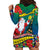 New Caledonia Christmas Hoodie Dress Santa Claus and Kanak Flag Mix Poinsettia Maori Pattern LT03 - Polynesian Pride