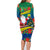 Personalised New Caledonia Christmas Family Matching Long Sleeve Bodycon Dress and Hawaiian Shirt Santa Claus and Kanak Flag Mix Poinsettia Maori Pattern LT03 - Polynesian Pride