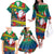 Personalised New Caledonia Christmas Family Matching Off Shoulder Long Sleeve Dress and Hawaiian Shirt Santa Claus and Kanak Flag Mix Poinsettia Maori Pattern LT03 - Polynesian Pride