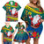 Personalised New Caledonia Christmas Family Matching Off Shoulder Short Dress and Hawaiian Shirt Santa Claus and Kanak Flag Mix Poinsettia Maori Pattern LT03 - Polynesian Pride