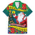 Personalised New Caledonia Christmas Hawaiian Shirt Santa Claus and Kanak Flag Mix Poinsettia Maori Pattern LT03 Green - Polynesian Pride