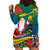 Personalised New Caledonia Christmas Hoodie Dress Santa Claus and Kanak Flag Mix Poinsettia Maori Pattern LT03 - Polynesian Pride