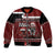 New Zealand Christmas Bomber Jacket Meri Kirihimete Aotearoa Warrior on Waka with Maori Art Tattoo