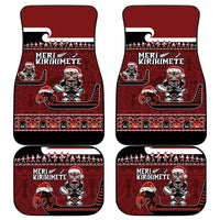 New Zealand Christmas Car Mats Meri Kirihimete Aotearoa Warrior on Waka with Maori Art Tattoo