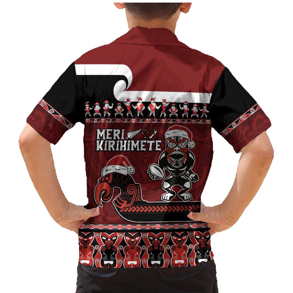 New Zealand Christmas Family Matching Mermaid Dress and Hawaiian Shirt Meri Kirihimete Aotearoa Warrior on Waka with Maori Art Tattoo