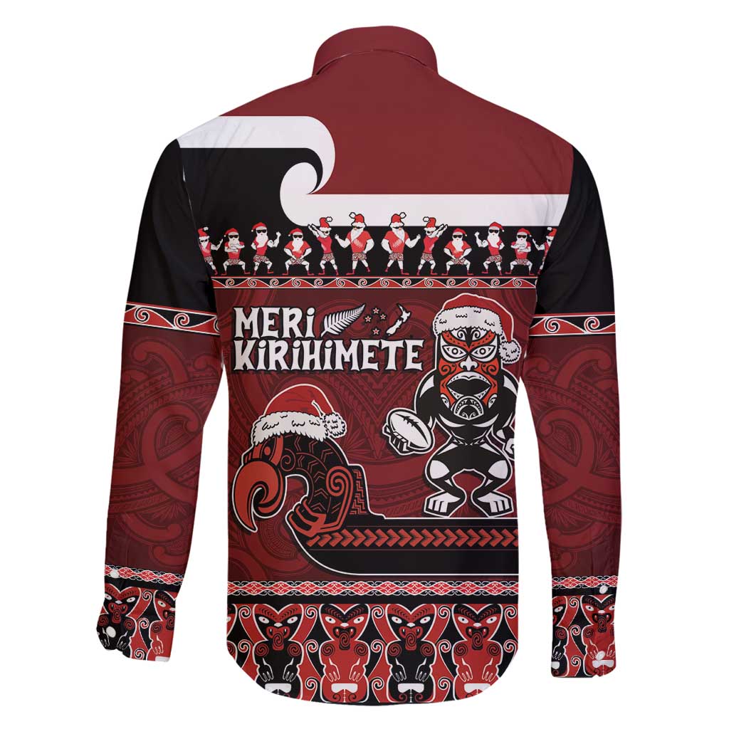 New Zealand Christmas Family Matching Mermaid Dress and Hawaiian Shirt Meri Kirihimete Aotearoa Warrior on Waka with Maori Art Tattoo