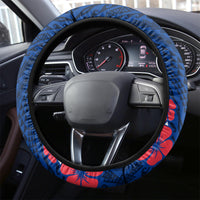 Hawaii Saint Louis School Steering Wheel Cover Kakau Pattern Blue Version