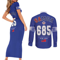 Toa Samoa Rugby Couples Matching Short Sleeve Bodycon Dress and Long Sleeve Button Shirt Six Eight Five to The World