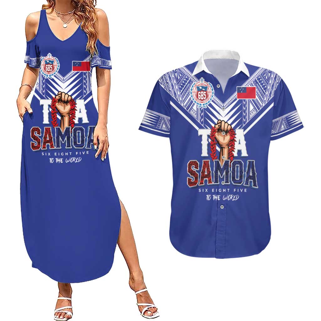 Toa Samoa Rugby Couples Matching Summer Maxi Dress and Hawaiian Shirt Six Eight Five to The World