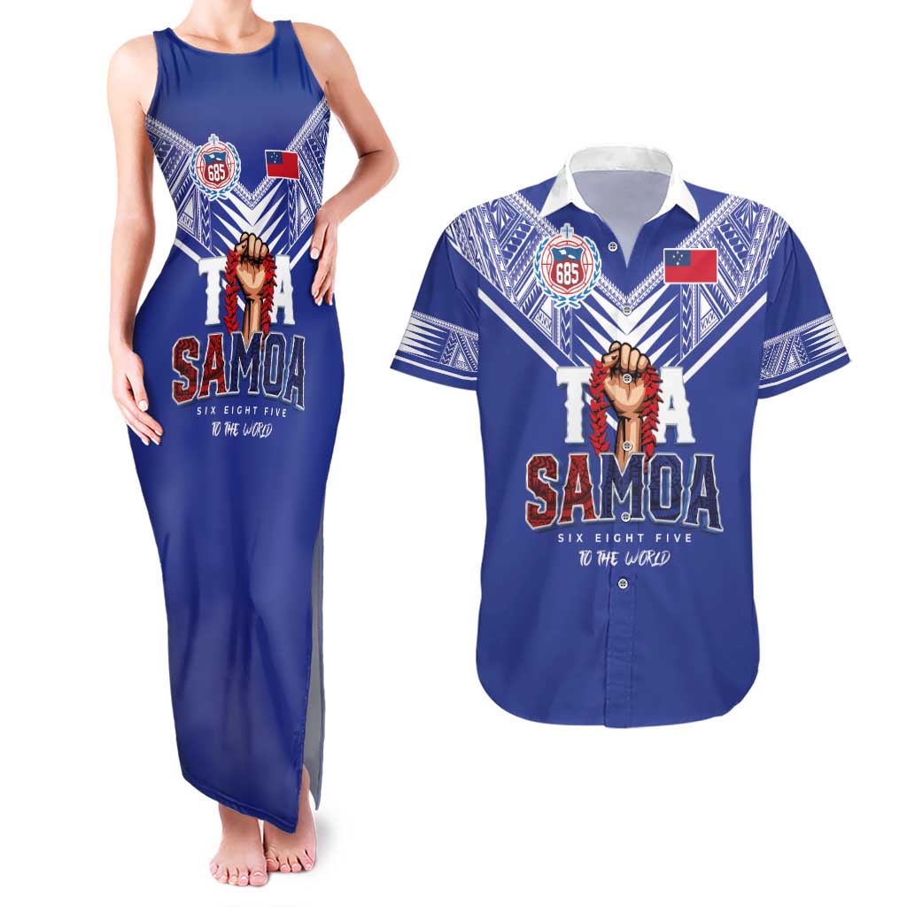 Toa Samoa Rugby Couples Matching Tank Maxi Dress and Hawaiian Shirt Six Eight Five to The World