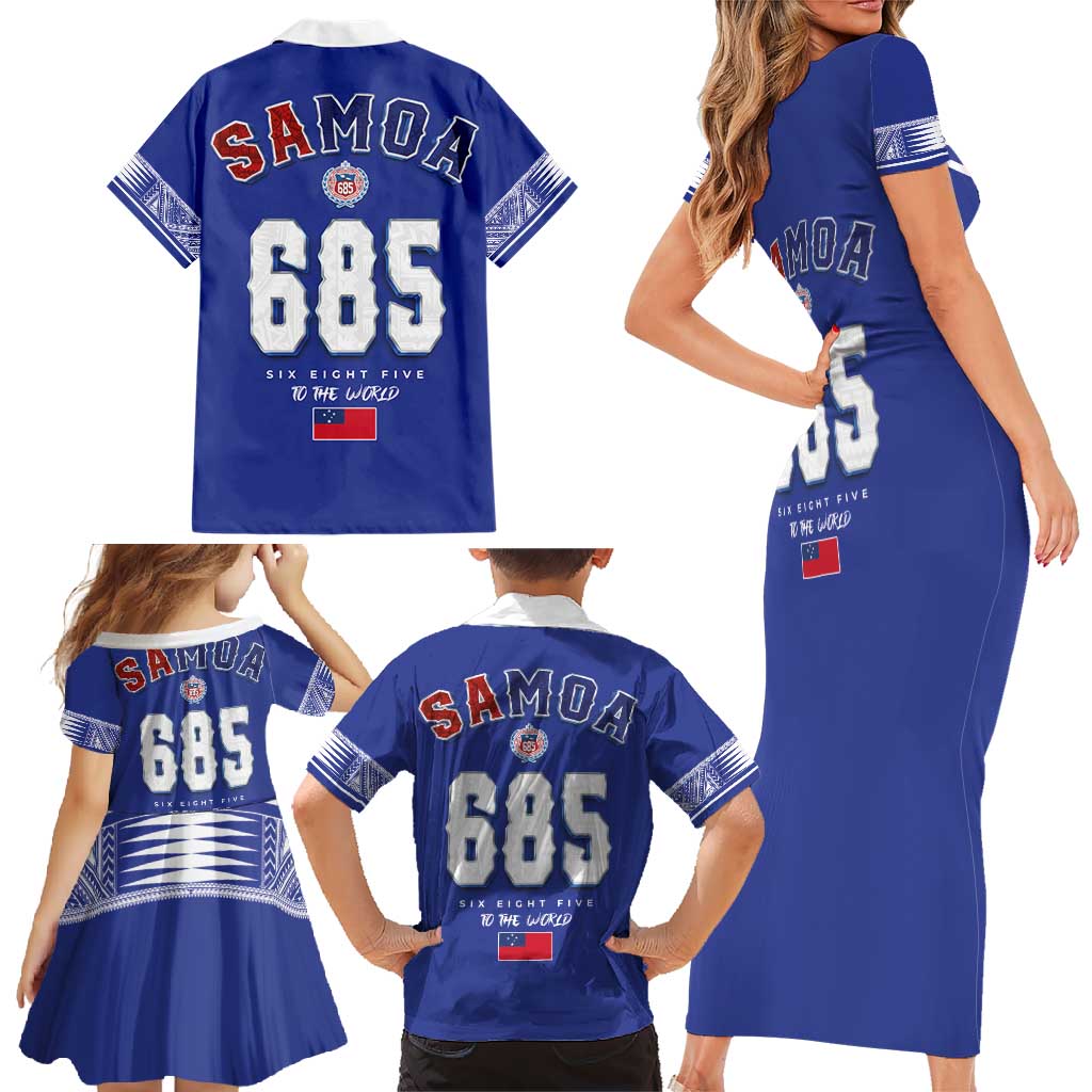 Toa Samoa Rugby Family Matching Short Sleeve Bodycon Dress and Hawaiian Shirt Six Eight Five to The World