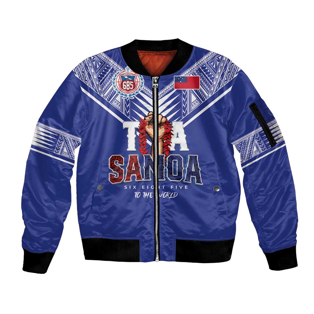 Toa Samoa Rugby Sleeve Zip Bomber Jacket Six Eight Five to The World