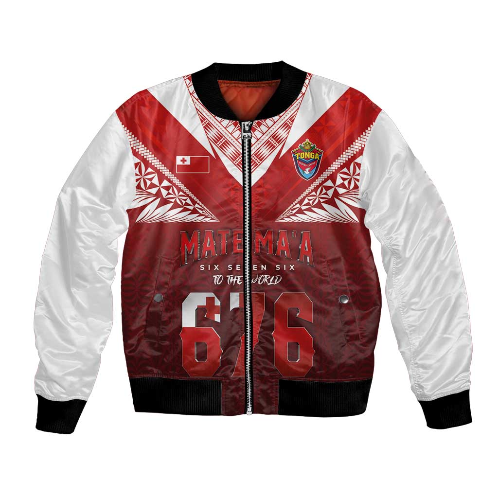 Mate Ma'a Tonga Rugby Bomber Jacket Six Seven Six to The World